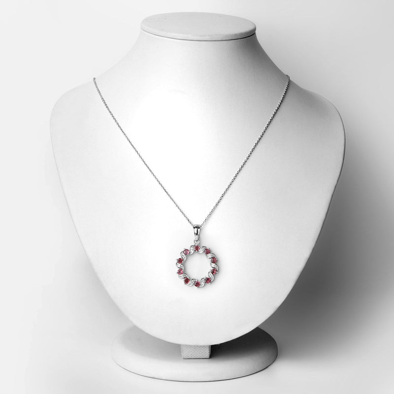 Bids.com 1.30 Carat Genuine Pink Tourmaline and White Topaz .925 Sterling Silver Pendant Pendants White Smoke