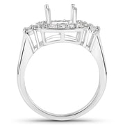 Bids.com 0.73 Carat Genuine White Diamond 14K White Gold Semi Mount Ring - holds 8x8mm Cushion Gemstone Rings White Smoke size 7.00,size 6.00,size 8.00