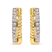 Bids.com 10K Yellow Gold 1/10 Cttw Diamond and Rope Twist Huggy Hoop Earrings (H-I Color, I1-I2 Clarity) Earrings White Smoke Yellow.Gold / 0.1