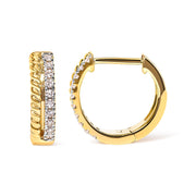 Bids.com 10K Yellow Gold 1/10 Cttw Diamond and Rope Twist Huggy Hoop Earrings (H-I Color, I1-I2 Clarity) Earrings White Smoke Yellow.Gold / 0.1