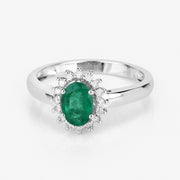 Bids.com 0.86 Carat Genuine Zambian Emerald and White Diamond 14K White Gold Ring Rings Lavender size 6.00,size 7.00,size 8.00,size 9.00