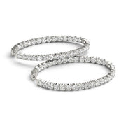 Bids.com Oval Shape Two Sided Diamond Hoop Earrings in 14k White Gold (2 cttw) Earrings White Smoke White Gold