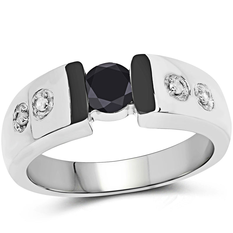 Bids.com 0.56 Carat Genuine Black Diamond and White Diamond .925 Sterling Silver Ring Rings White Smoke size 9.00,size 6.00,size 7.00,size 8.00