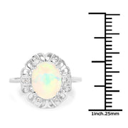 Bids.com 1.73 Carat Genuine Ethiopian Opal & White Topaz .925 Sterling Silver Ring Rings White Smoke size 7.00,size 6.00,size 8.00,size 9.00,size 5.00
