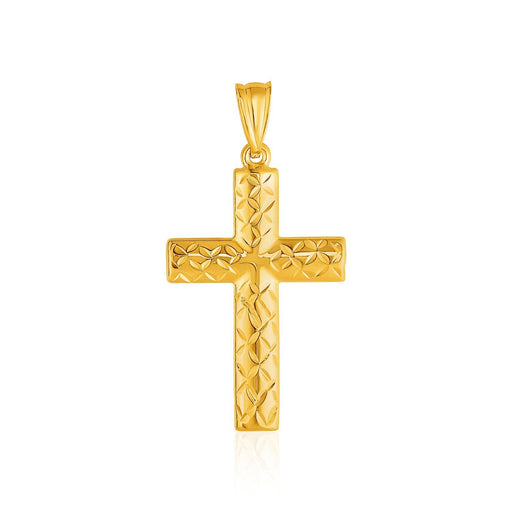 Bids.com 14k Yellow Gold Reversible Textured Cross Pendant Pendants White Smoke Yellow Gold