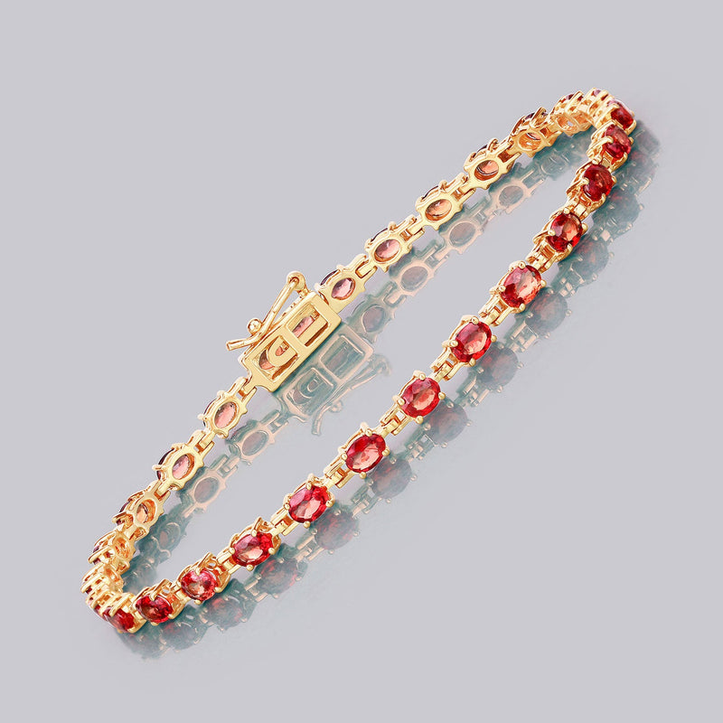 Bids.com 7.00 Carat Genuine Orange Sapphire 14K Yellow Gold Bracelet Bracelets Gray size 7.00