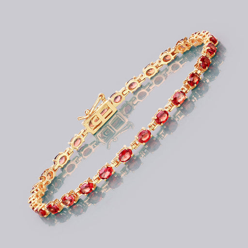 Bids.com 7.00 Carat Genuine Orange Sapphire 14K Yellow Gold Bracelet Bracelets Gray size 7.00