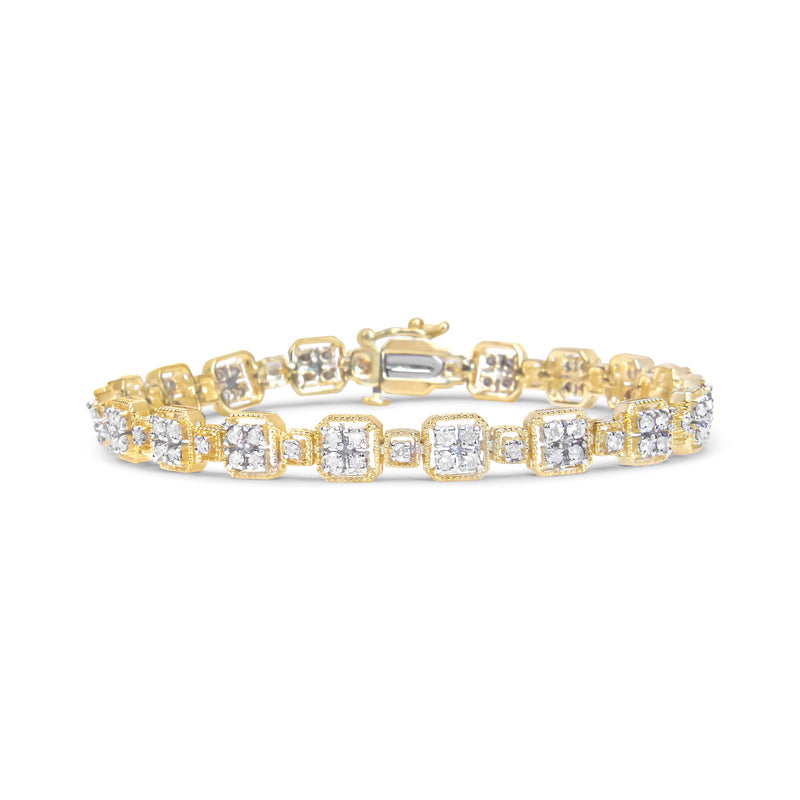 Bids.com 10K White Gold 2.0 Cttw Diamond Square Link Bracelet (J-K Color, I2-I3 Clarity) - Size 7.25" Bracelets White Smoke White.Gold / 725,White.Gold / 7.25