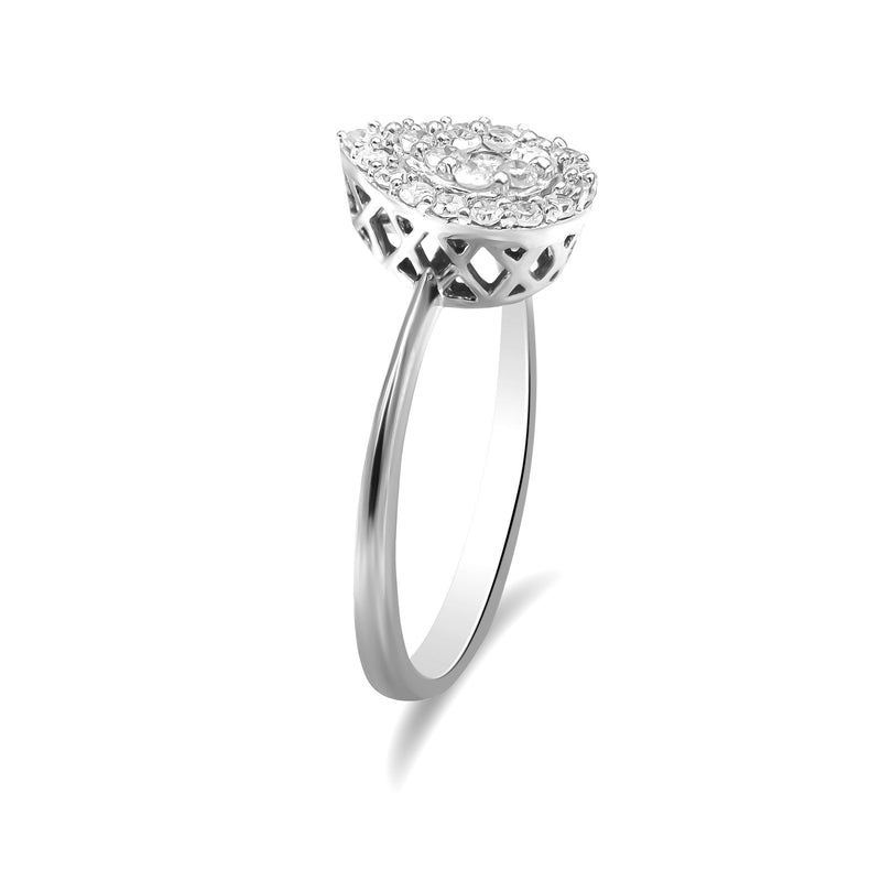 Bids.com 10K White Gold 3/8 Cttw Round-Cut Lab Grown Diamond Cluster Pear Promise Ring (G-H Color, VS2-SI1 Clarity) - Size 7 Rings White Smoke 8 / White.Gold,6 / White.Gold,7 / White.Gold