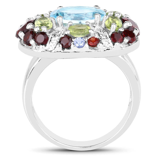 Bids.com 5.43 Carat Genuine Multi Stone .925 Sterling Silver Ring Rings White Smoke size 6.00,size 7.00,size 8.00
