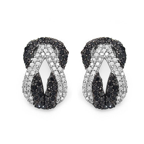 Bids.com 1.05 Carat Genuine Black Diamond & White Diamond .925 Sterling Silver Earrings Earrings White Smoke