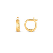 Bids.com 14k Yellow Gold Textured Huggie Hoops(3x10mm) Earrings White Smoke Yellow Gold