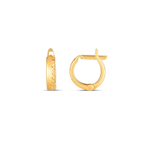 Bids.com 14k Yellow Gold Textured Huggie Hoops(3x10mm) Earrings White Smoke Yellow Gold