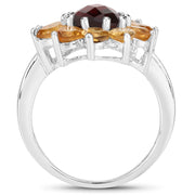 Bids.com 5.50 Carat Genuine Garnet and Citrine .925 Sterling Silver Ring Rings White Smoke size 9.00,size 5.00,size 6.00,size 7.00,size 8.00