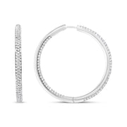 Bids.com 18K White Gold 2.00 Cttw Round-Cut Diamond Inner-Outer Hoop Earrings (F-G Color, VS1-VS2 Clarity) Earrings White Smoke White.Gold / 2.01