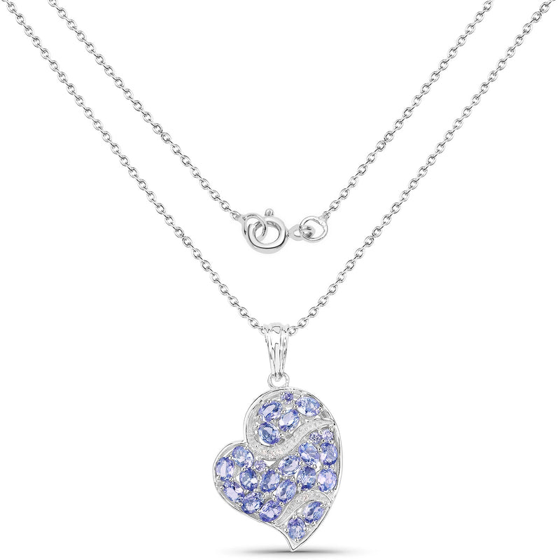 Bids.com 3.40 Carat Genuine Tanzanite and White Topaz .925 Sterling Silver Pendant Pendants White Smoke
