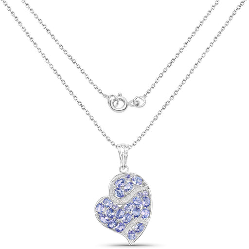 Bids.com 3.40 Carat Genuine Tanzanite and White Topaz .925 Sterling Silver Pendant Pendants White Smoke