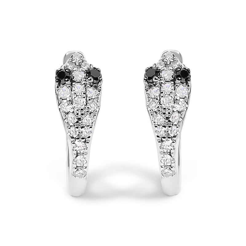 Bids.com 10K White Gold 1/5 Cttw Diamond Snake Eyes Huggy Hoop Earrings Earrings White Smoke White.Gold / 0.643