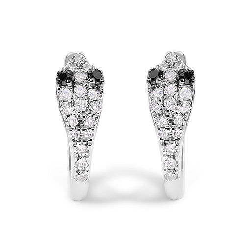 Bids.com 10K White Gold 1/5 Cttw Diamond Snake Eyes Huggy Hoop Earrings Earrings White Smoke White.Gold / 0.643