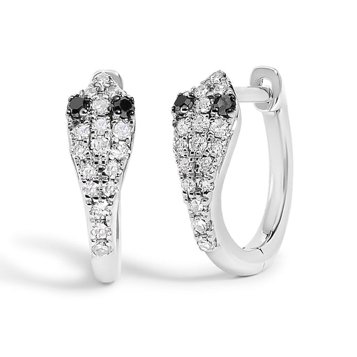 Bids.com 10K White Gold 1/5 Cttw Diamond Snake Eyes Huggy Hoop Earrings Earrings White Smoke White.Gold / 0.643