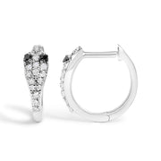 Bids.com 10K White Gold 1/5 Cttw Diamond Snake Eyes Huggy Hoop Earrings Earrings White Smoke White.Gold / 0.643