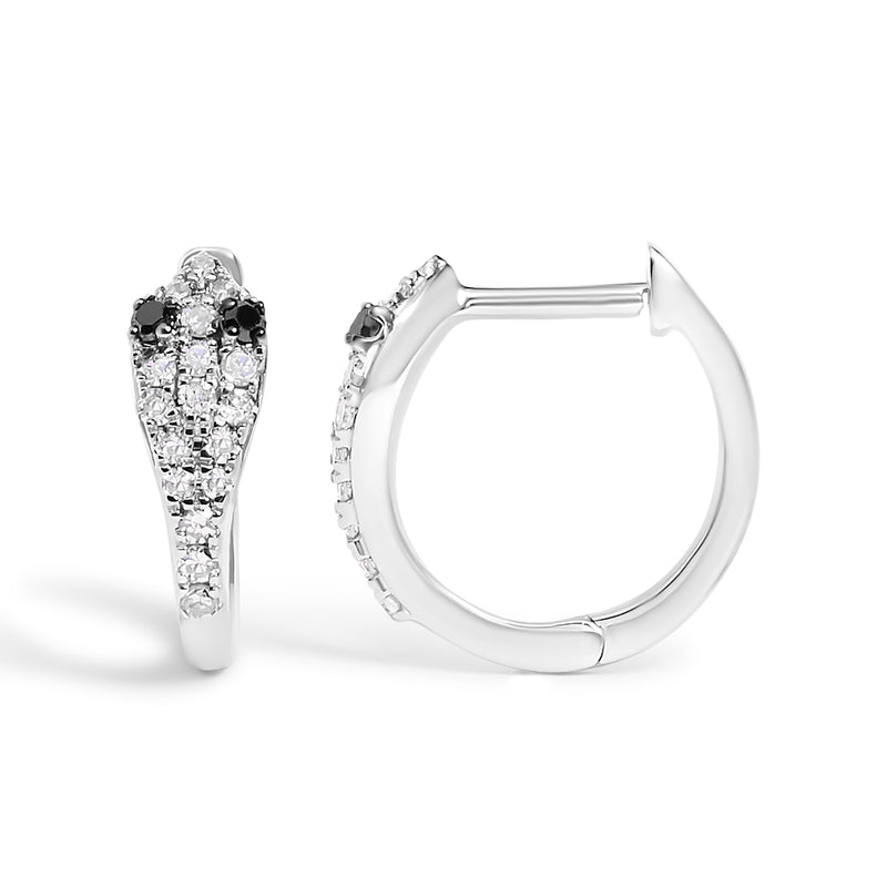 Bids.com 10K White Gold 1/5 Cttw Diamond Snake Eyes Huggy Hoop Earrings Earrings White Smoke White.Gold / 0.643