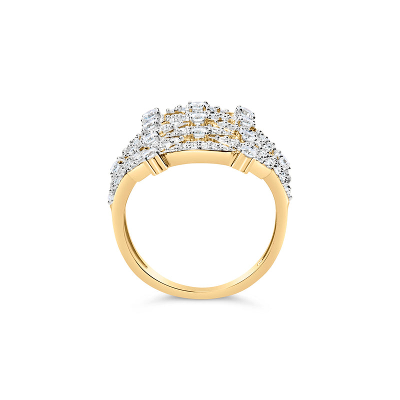 Bids.com 14K Yellow Gold 1.0 Cttw Diamond Geometric Stacked Open Cocktail Ring (I-J Color, I1-I2 Clarity) - Ring Size 7 Rings White Smoke 7 / Yellow.Gold,8 / Yellow.Gold,6 / Yellow.Gold