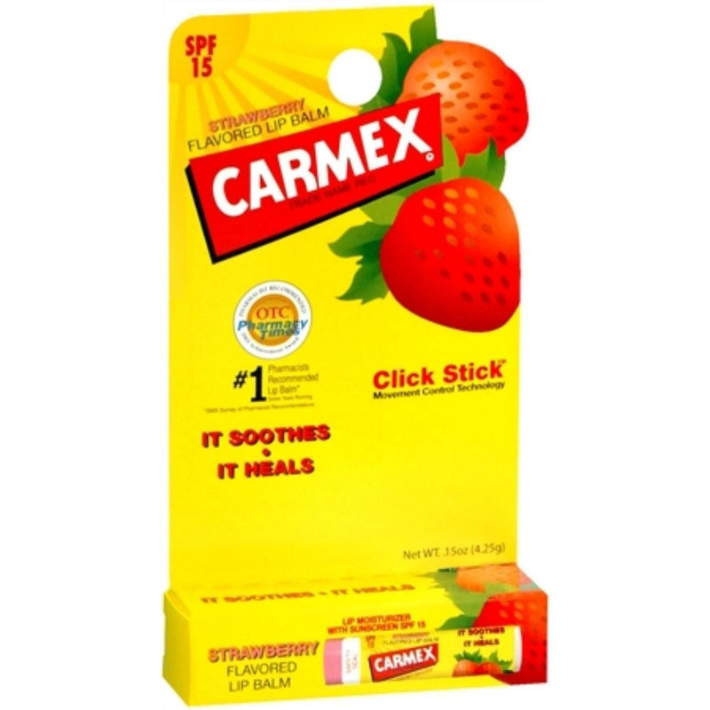 Carmex Carmex Daily Care Moisturizing Lip Balm Stick, Strawberry, SPF 15, 0.15 Oz Lip Balms & Treatments Gold