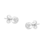 Bids.com 10K White Gold 1/4 Cttw Round Brilliant-Cut Near Colorless Diamond Bezel-Set Stud Earrings (H-I Color, I1-I2 Clarity) Earrings White Smoke Yellow.Gold,White.Gold,10k Rose Gold