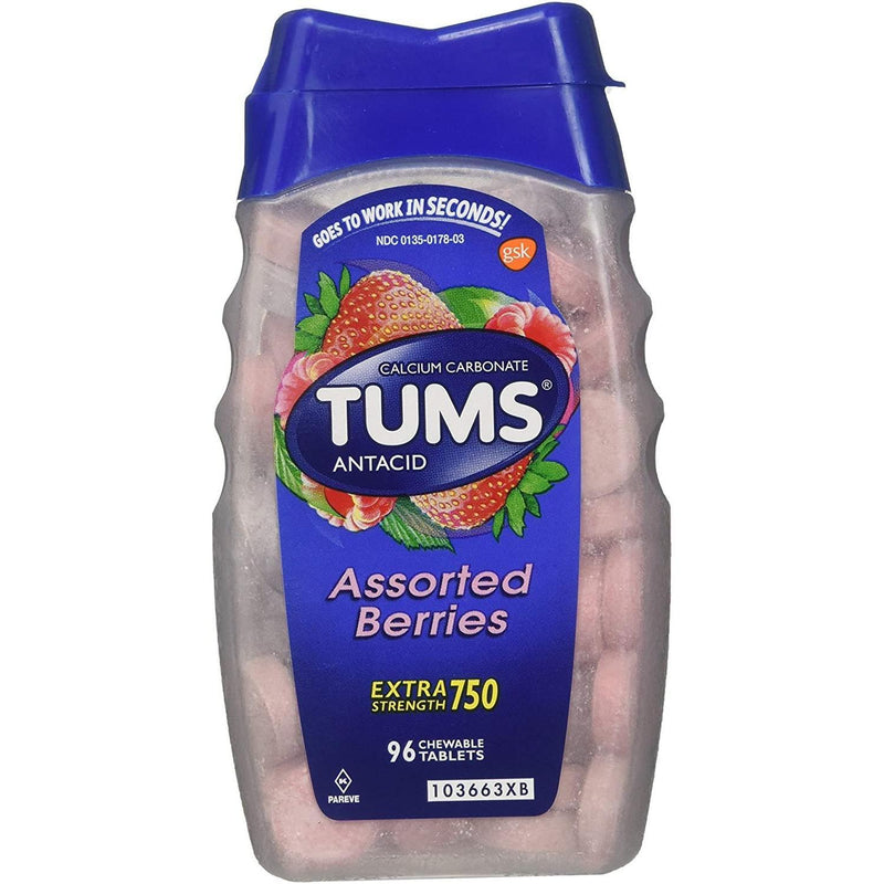 Tums Tums Antacid, Extra Strength, 750 Mg, Chewable Tablets, Assorted Berries Health & Beauty White Smoke
