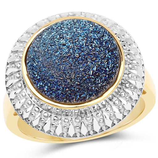 Bids.com 4.90 Carat Genuine Cobalt Blue Drusy .925 Sterling Silver Ring Rings White Smoke size 6.00,size 9.00,size 7.00,size 8.00,size 5.00,size 10.00