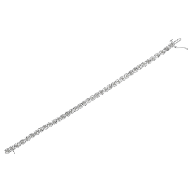 Bids.com .925 Sterling Silver 1.0 cttw Miracle Set Diamond Spiraling Bezel Link Bracelet(I-J Color, I3 Clarity) -7.25" Bracelets White Smoke White.Sterling Silver / 7.25