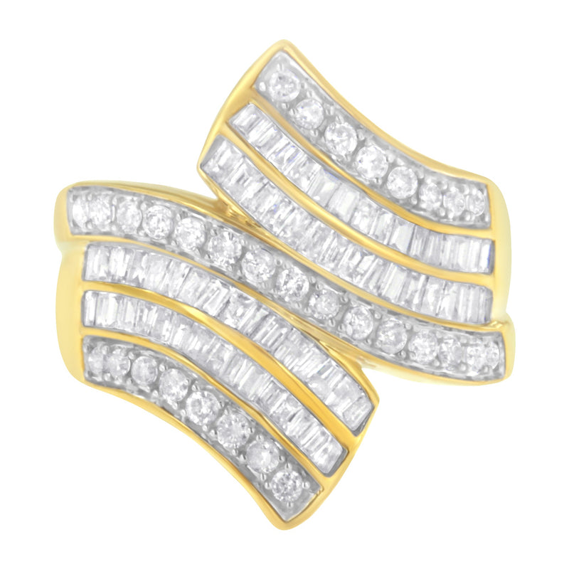 Bids.com 10K Yellow Gold Diamond Bypass Ring (1 1/7 Cttw, I-J Color, I1-I2 Clarity) - Size 5 Rings White Smoke 7 / Yellow.Gold,10 / Yellow.Gold,8 / Yellow.Gold,7.5 / Yellow.Gold,5 / Yellow.Gold