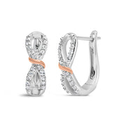 Bids.com 10K White and Rose Gold 1/3 Cttw Diamond Infinite and Ribbon Hoop Earrings (H-I Color, I1-I2 Clarity) Earrings White Smoke WhiteRose.Gold / 0.33