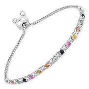 Bids.com 0.88 Carat Genuine Multi Sapphire .925 Sterling Silver Bracelet Bracelets White Smoke size 10.00