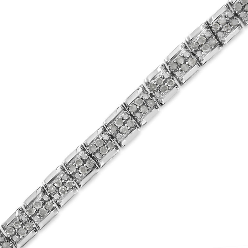 Bids.com .925 Sterling Silver 2.0 Cttw Diamond 7" Round Miracle Plate Link Bracelet (I-J Color, I2-I3 Clarity) Bracelets White Smoke White.Sterling Silver / 7