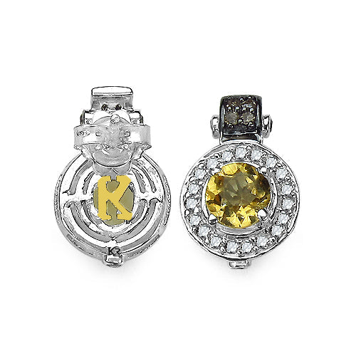 Bids.com 1.00 Carat Genuine Citrine and 0.31 ct.t.w Genuine Diamond Accents Sterling Silver Earrings Earrings White Smoke