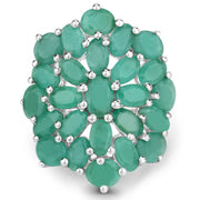 Bids.com 5.88 Carat Genuine Emerald .925 Sterling Silver Ring Rings White Smoke size 5.00,size 6.00,size 7.00,size 8.00,size 9.00
