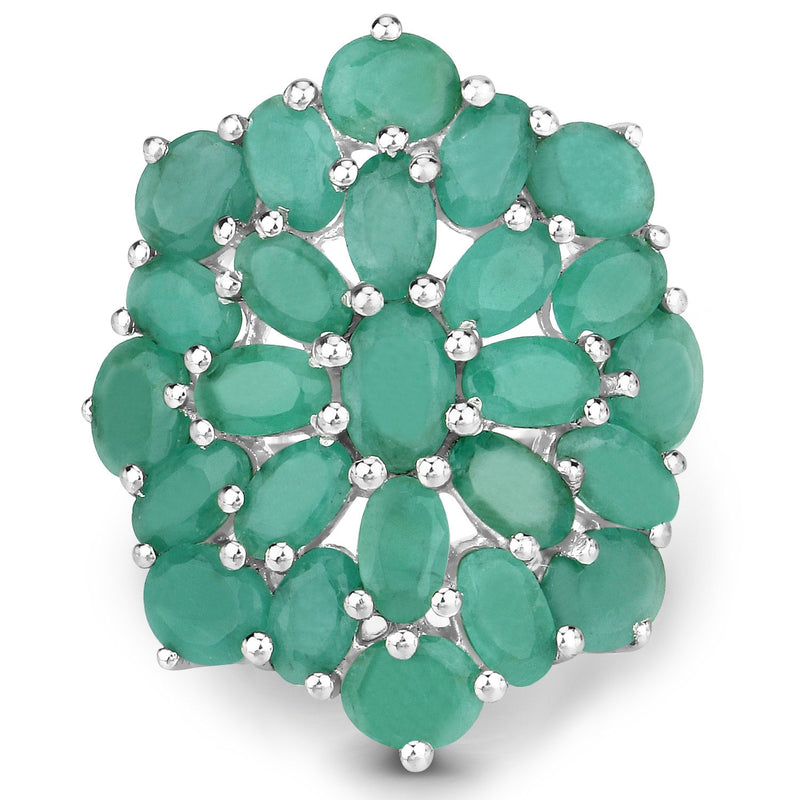 Bids.com 5.88 Carat Genuine Emerald .925 Sterling Silver Ring Rings White Smoke size 5.00,size 6.00,size 7.00,size 8.00,size 9.00