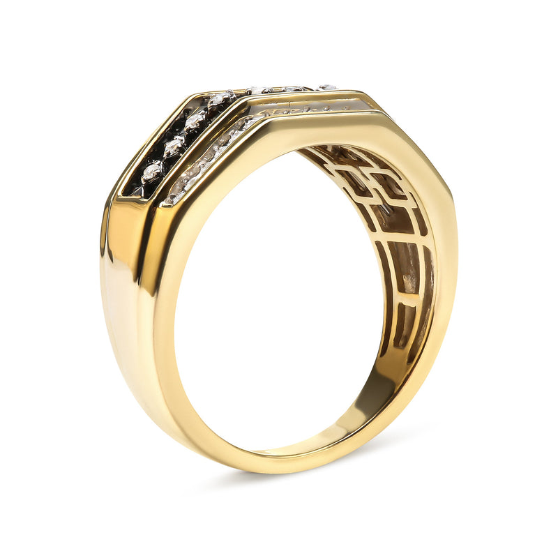 Bids.com Men's 14K Yellow Gold Plated .925 Sterling Silver 1 1/2 Cttw White and Black Treated Diamond Cluster Ring (Black / I-J Color, I2-I3 Clarity) - Size 10 Rings White Smoke 11 / Yellow.Sterling Silver,9 / Yellow.Sterling Silver,10 / Yellow.Sterling Silver