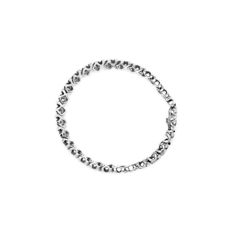 Bids.com 10K White Gold 1 1/2 Cttw Diamond Alternating Diamond and X-Link 7.5" Tennis Bracelet (H-I Color, I2-I3 Clarity) Bracelets White Smoke White.Gold / 7.5