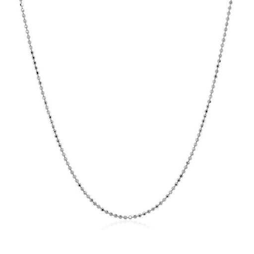 Bids.com 14k White Gold Diamond Cut Bead Chain 1.0mm Necklaces White Smoke 16 / White Gold,18 / White Gold,20 / White Gold