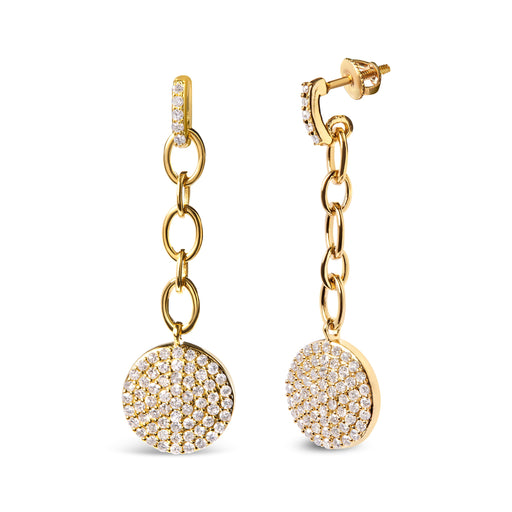Bids.com 14K Yellow Gold 1.0 Cttw Diamond Chain Cluster Dangle Chain Earrings (I-J Color, I1-I2 Clarity) Earrings White Smoke Yellow.Gold / 1