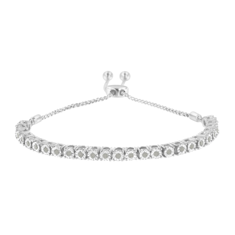 Bids.com 10K Yellow Gold over .925 Sterling Silver 1/4 Cttw Miracle-Set Diamond 4â€-10â€ Adjustable Bolo Tennis Bracelet (I-J Color, I3 Clarity) Bracelets White Smoke White.Sterling Silver / 7,Rose.Sterling Silver / 0.25,Yellow.Sterling Silver / 0.25