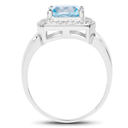 Bids.com 2.46 Carat Genuine Blue Topaz and White Topaz .925 Sterling Silver Ring Rings White Smoke size 6.00,size 7.00,size 8.00,size 9.00
