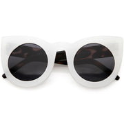zeroUV Oversize Round Circle Pointed Cat Eye Sunglasses 9180 Sunglasses White Smoke Matte Black,Shiny Black Smoke,Tortoise Amber,Tortoise Smoke,Shiny Black Lavender,White Smoke,Red Smoke,White / Green Gradient