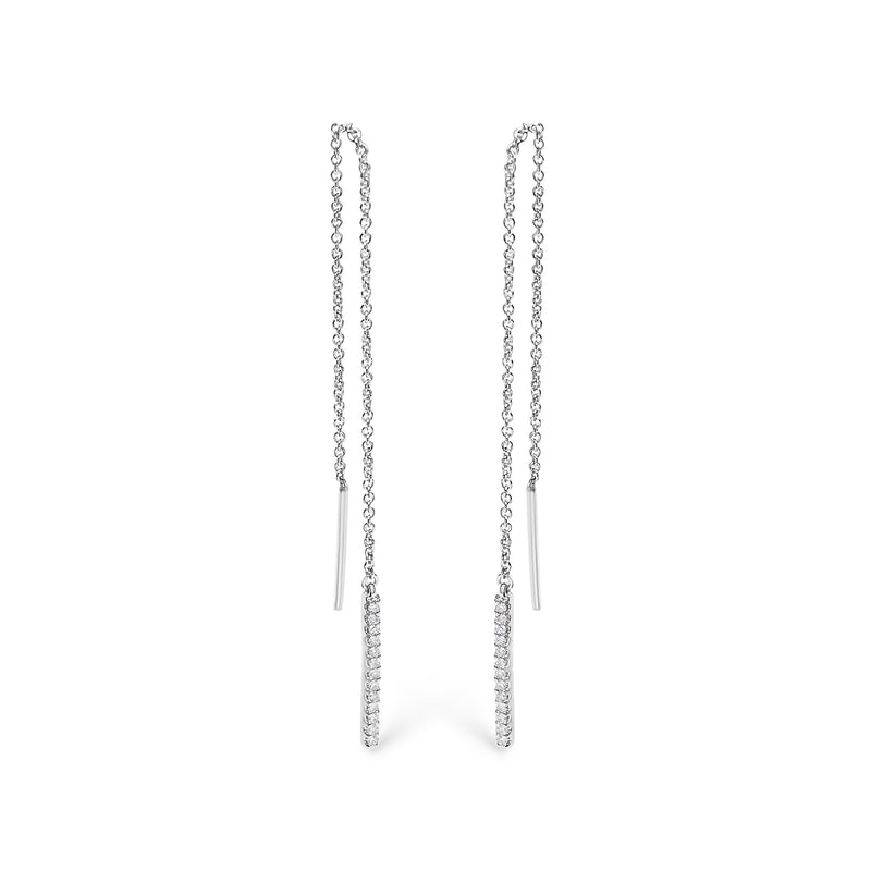 Bids.com 10K White Gold 1/10 Cttw Diamond Threader Earrings Earrings White Smoke White.Gold / 0.114