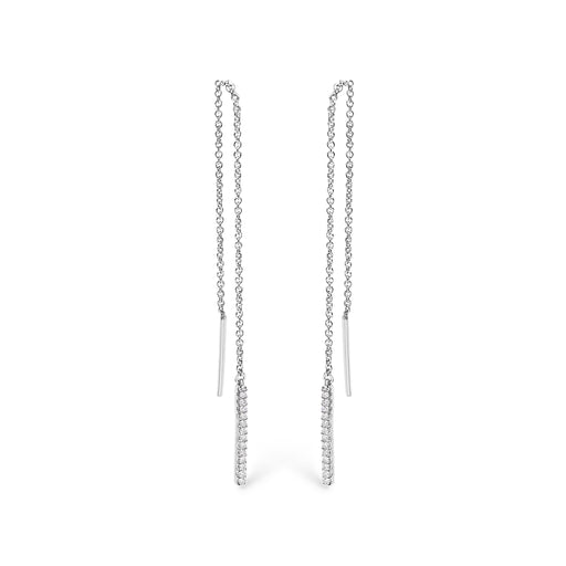 Bids.com 10K White Gold 1/10 Cttw Diamond Threader Earrings Earrings White Smoke White.Gold / 0.114