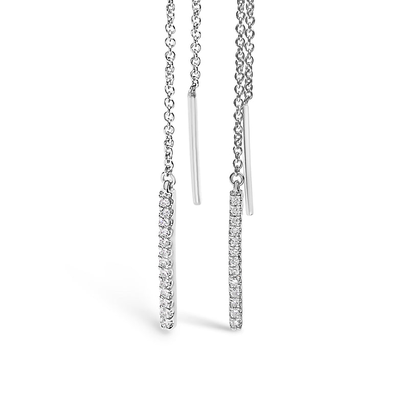 Bids.com 10K White Gold 1/10 Cttw Diamond Threader Earrings Earrings White Smoke White.Gold / 0.114