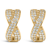 Bids.com 14K Yellow Gold 1/3 Cttw Diamond Criss Cross Huggie Hoop Earrings (G-H Color, SI2-I1 Clarity) Earrings White Smoke Yellow.Gold / 0.35